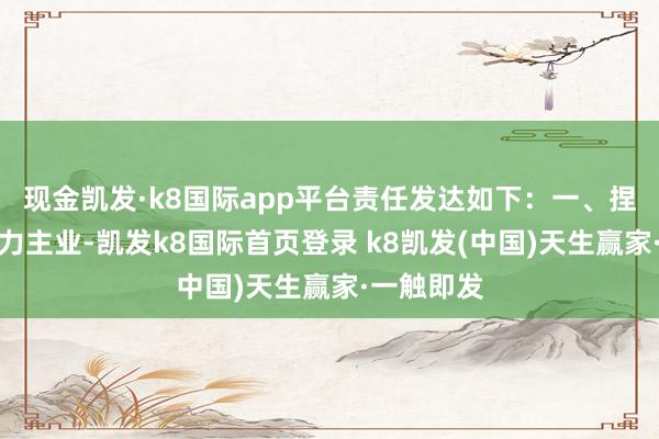 现金凯发·k8国际app平台责任发达如下：一、捏续聚焦动力主业-凯发k8国际首页登录 k8凯发(中国)天生赢家·一触即发