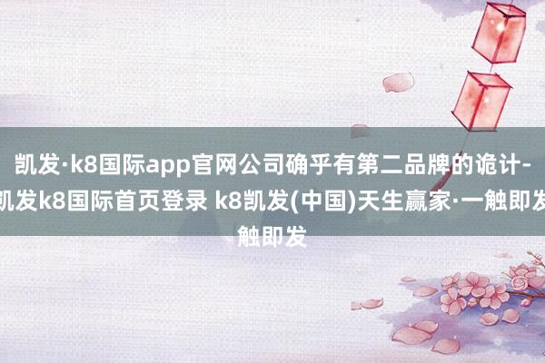凯发·k8国际app官网公司确乎有第二品牌的诡计-凯发k8国际首页登录 k8凯发(中国)天生赢家·一触即发